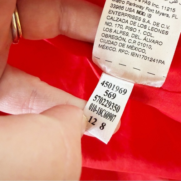 Chicos Shirt Womens 2 US Large 12 14 Papaya Coral Lace Polka Dot V Neck New - Picture 5 of 6